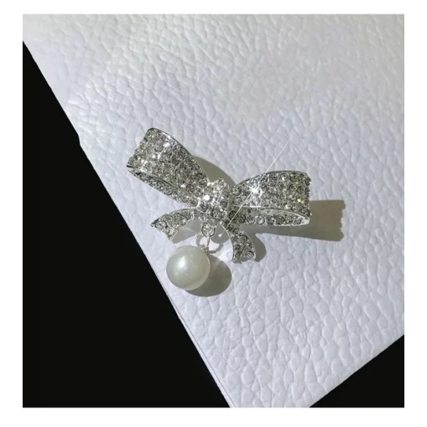 Pearl Bowtie Ribbon Brooch
